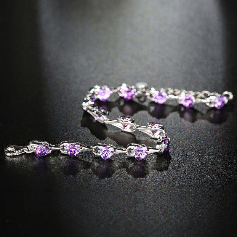 Add a Splash of Color to Your Wrist: The S925 Sterling Silver Purple Diamond Bracelet
