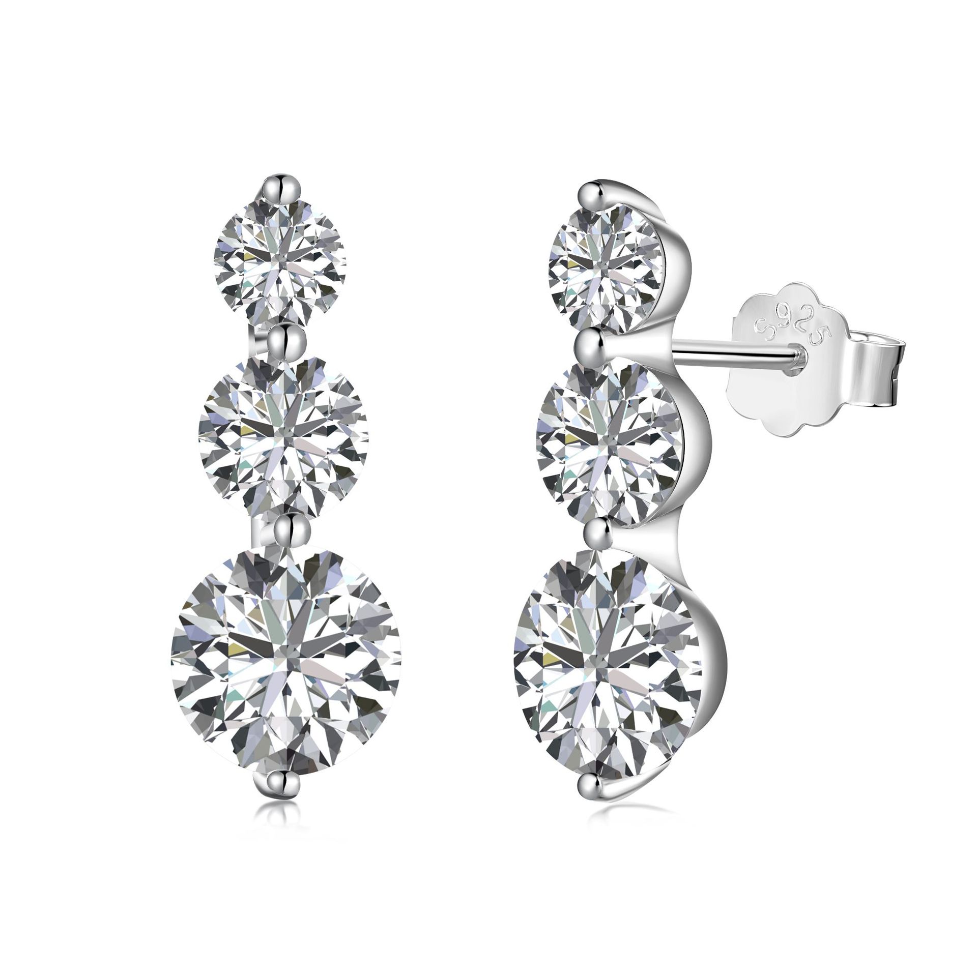S925 Sterling Silver Round Zircon Ring Necklace And Earring Suit