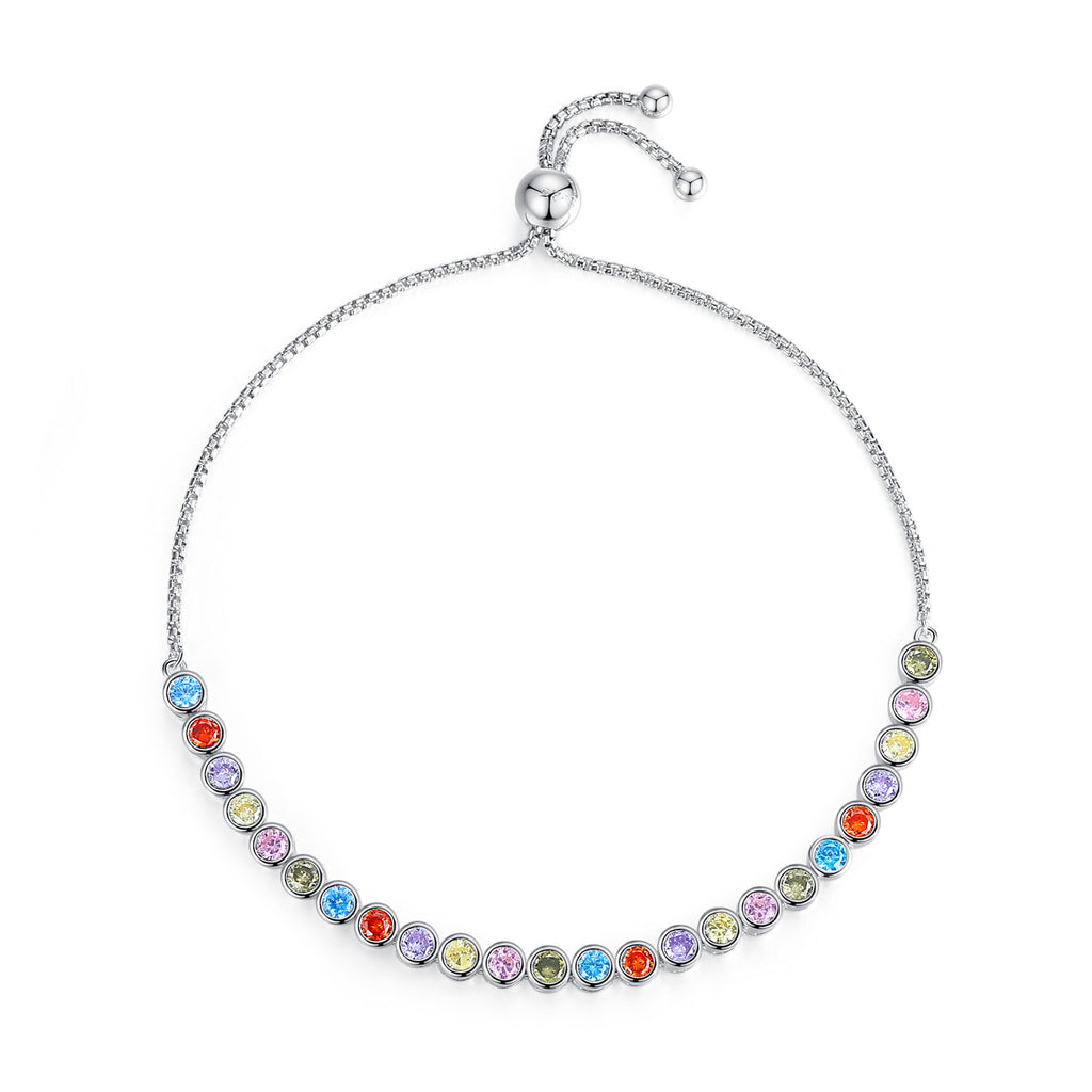 S925 Sterling Silver Rainbow Bracelet New