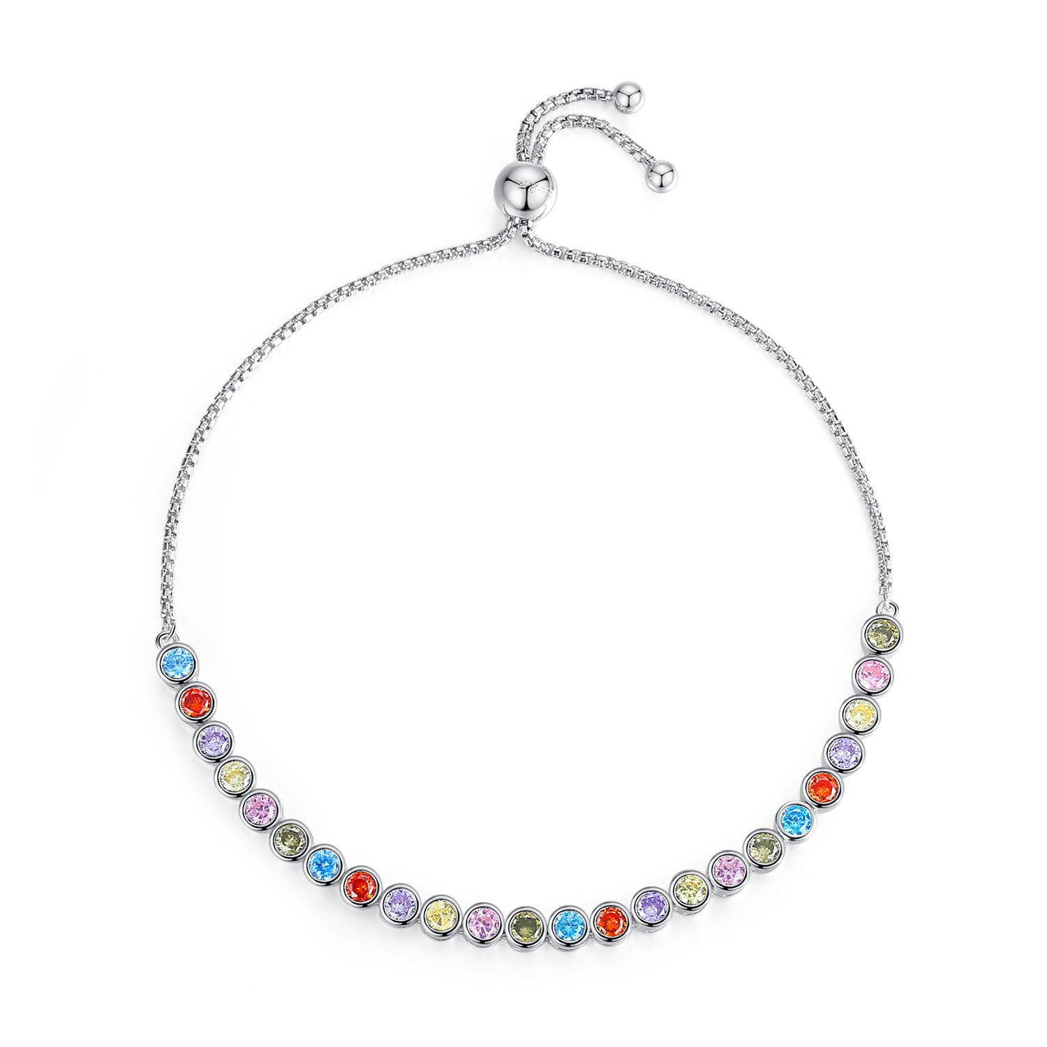 S925 Sterling Silver Rainbow Bracelet New