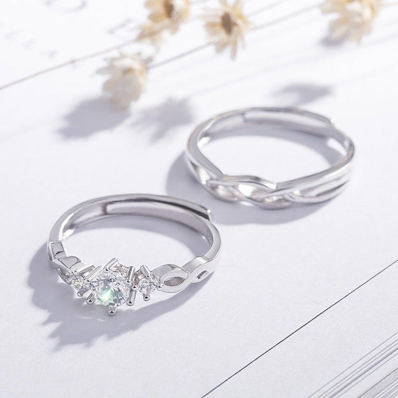 S925 Sterling Silver Winding Couple Ring