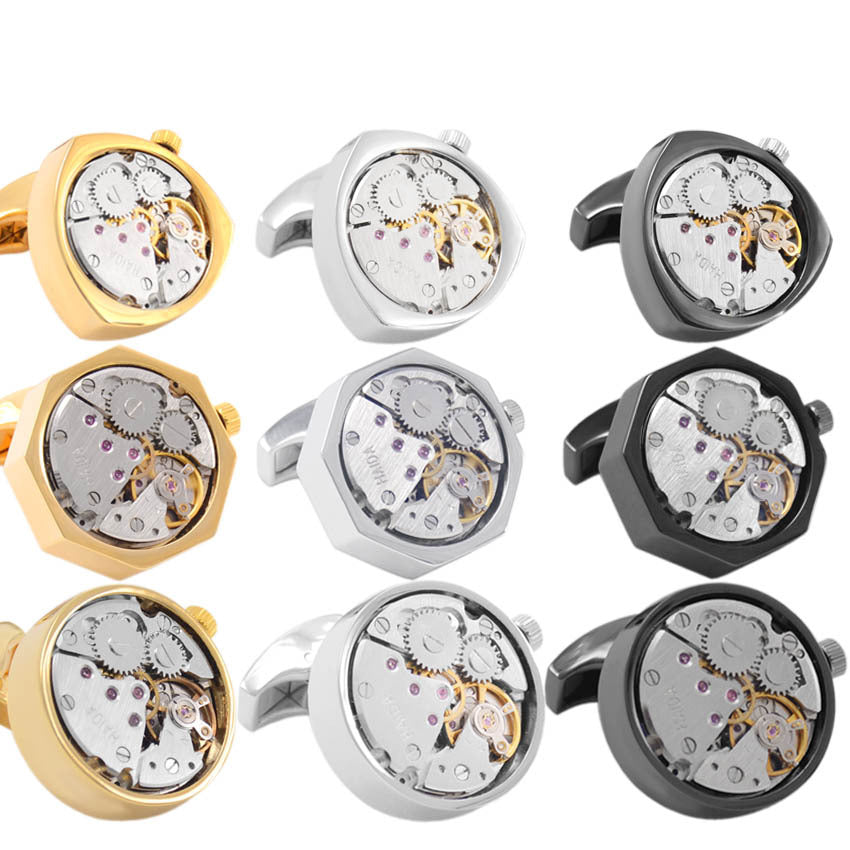 High grade mechanical watch movement shirt cuff link