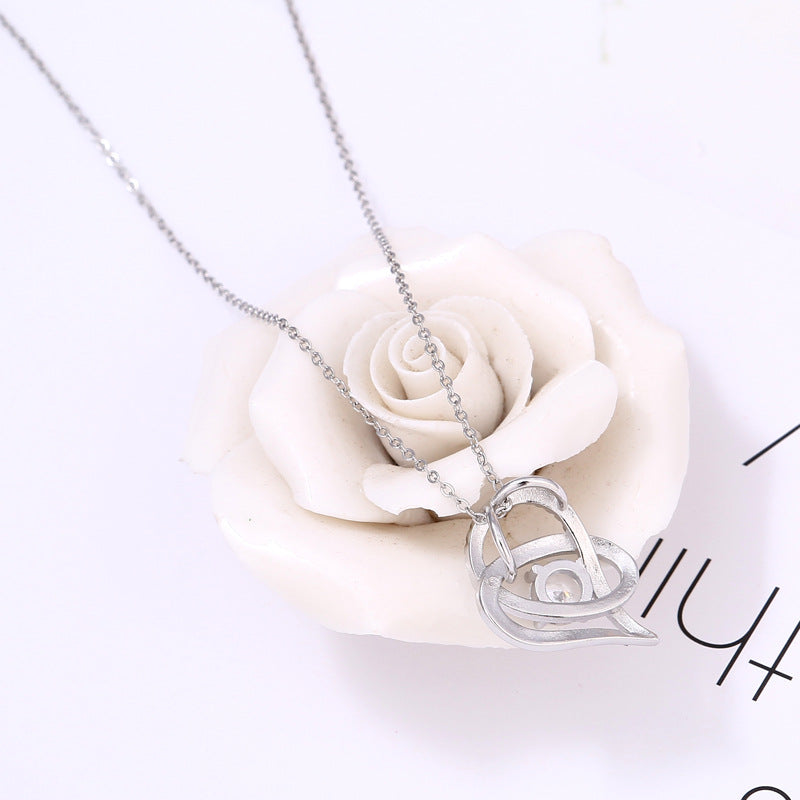 Simple Peach Heart Mother's Day Gift Necklace