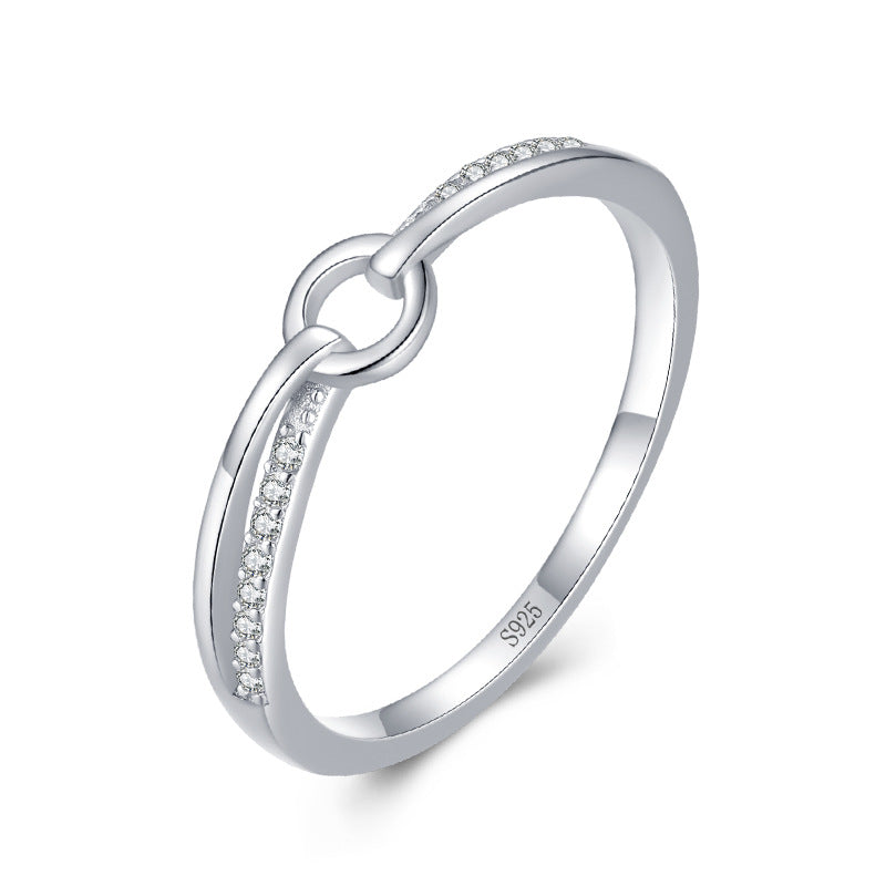 S925 Sterling Silver Microset Geometric Line Ring