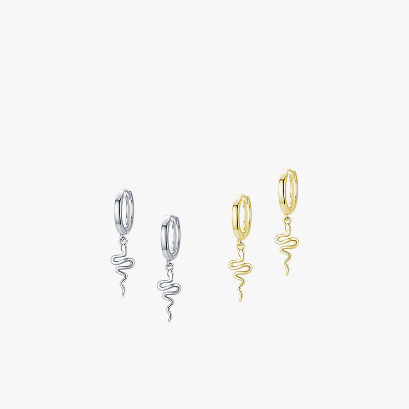 S925 Sterling Silver Cute Glossy Simulated Snakes Earring Eardrop Women