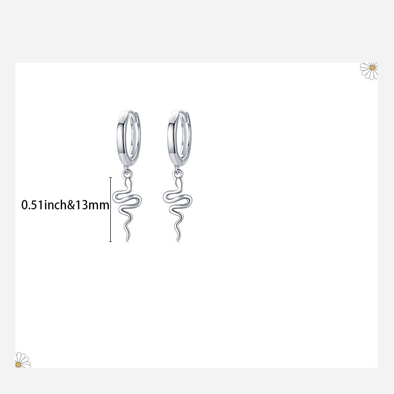 S925 Sterling Silver Cute Glossy Simulated Snakes Earring Eardrop Women
