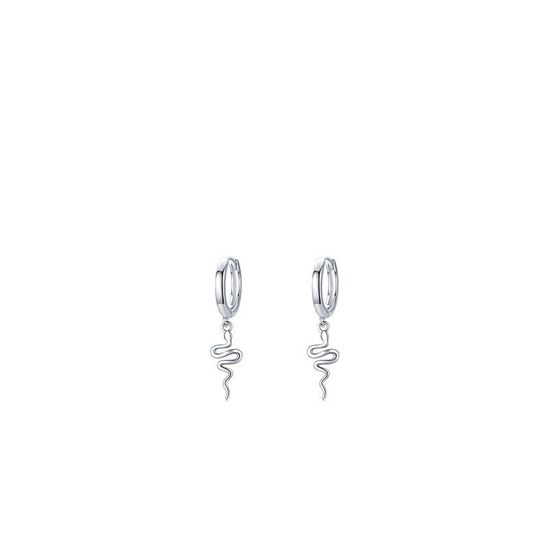 S925 Sterling Silver Cute Glossy Simulated Snakes Earring Eardrop Women