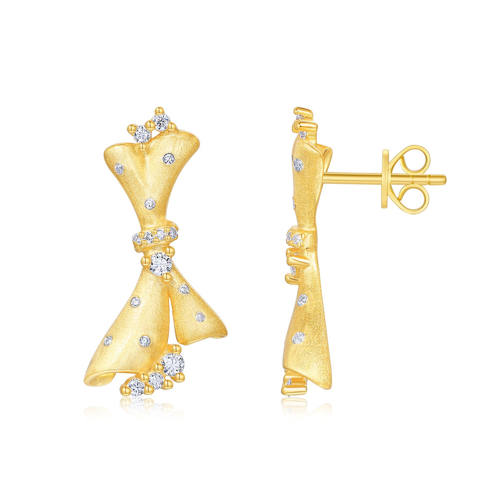 A Luxurious And Fashionable Minimalist Jewelry Earring Set Featuring Top-quality Moissanite Stones, Made Of S925 Silver Electroplated With Gold.