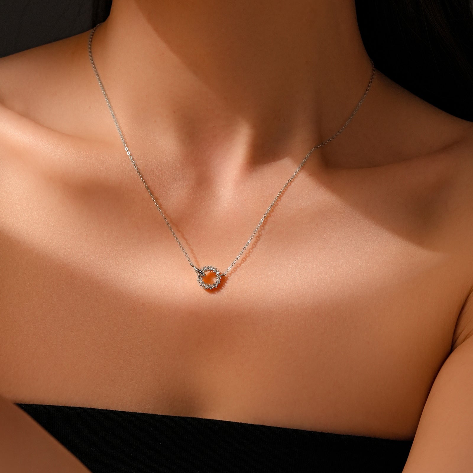 S925 Sterling Silver Ring Buckle Necklace