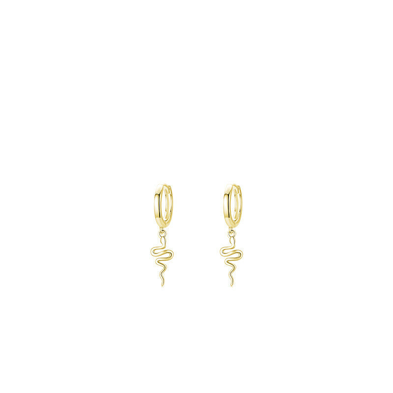 S925 Sterling Silver Cute Glossy Simulated Snakes Earring Eardrop Women