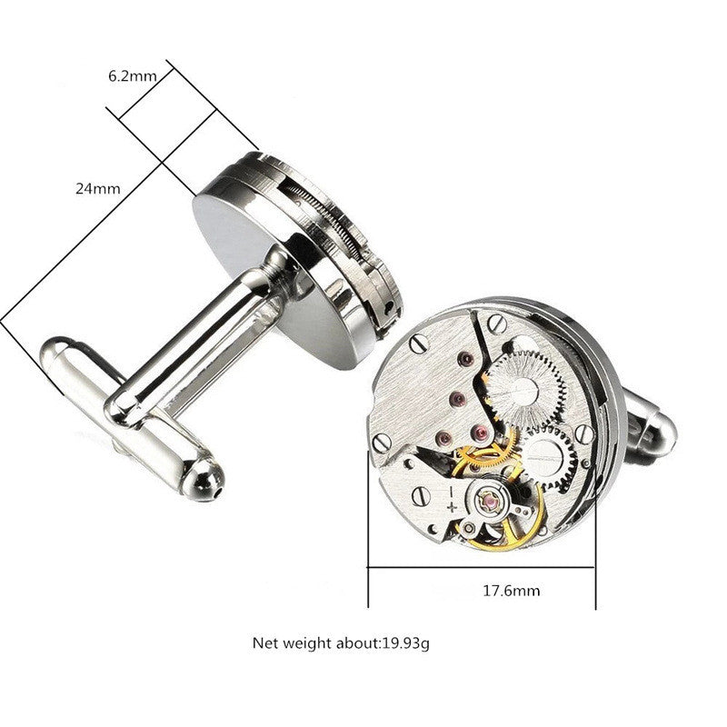 Light Luxury Cufflinks Men's Round Stainless Steel Machinery
