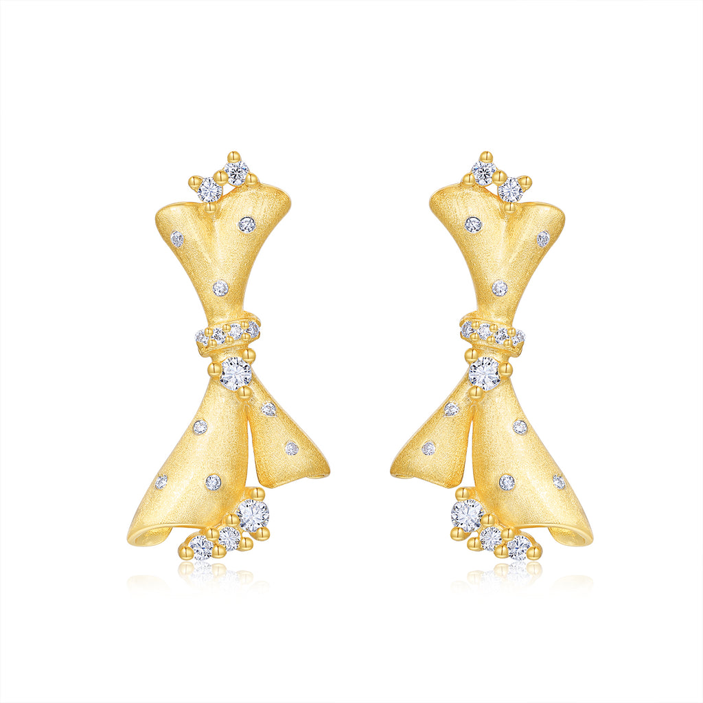 A Luxurious And Fashionable Minimalist Jewelry Earring Set Featuring Top-quality Moissanite Stones, Made Of S925 Silver Electroplated With Gold.