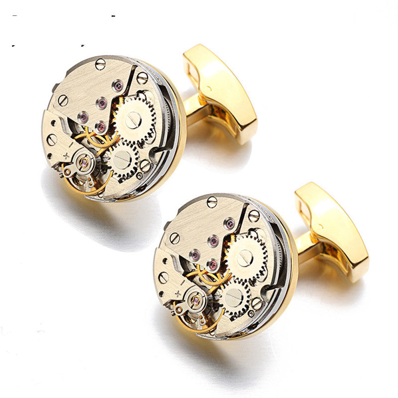 Light Luxury Cufflinks Men's Round Stainless Steel Machinery