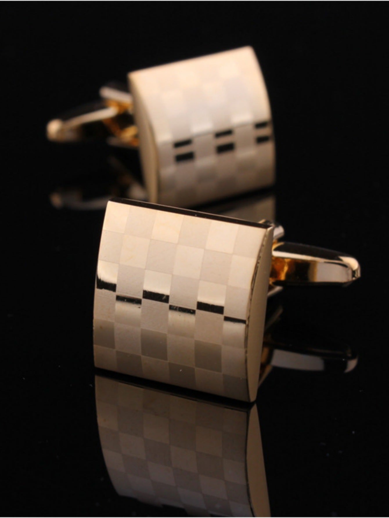 Laser Plaid Tie Clip Cuff Buckle Set