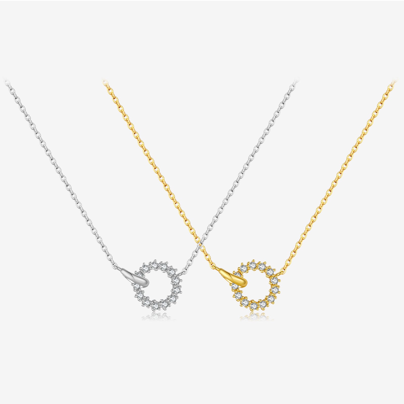 S925 Sterling Silver Ring Buckle Necklace